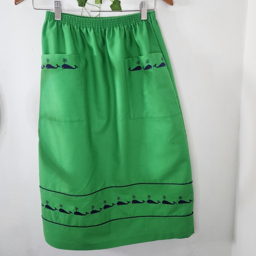 Vintage Green Whale Print Skirt